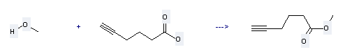 The 5-Hexynoic acid can react with Methanol to get Hex-5-ynoic acid methyl ester